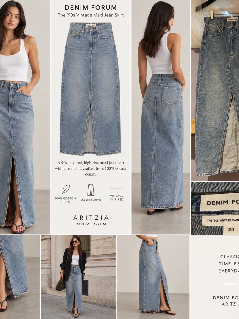 Aritzia Denim Forum Maxi Jean Skirt in Light Blue Denim